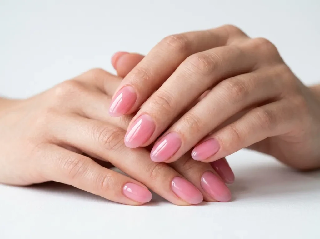 Pink jelly nails